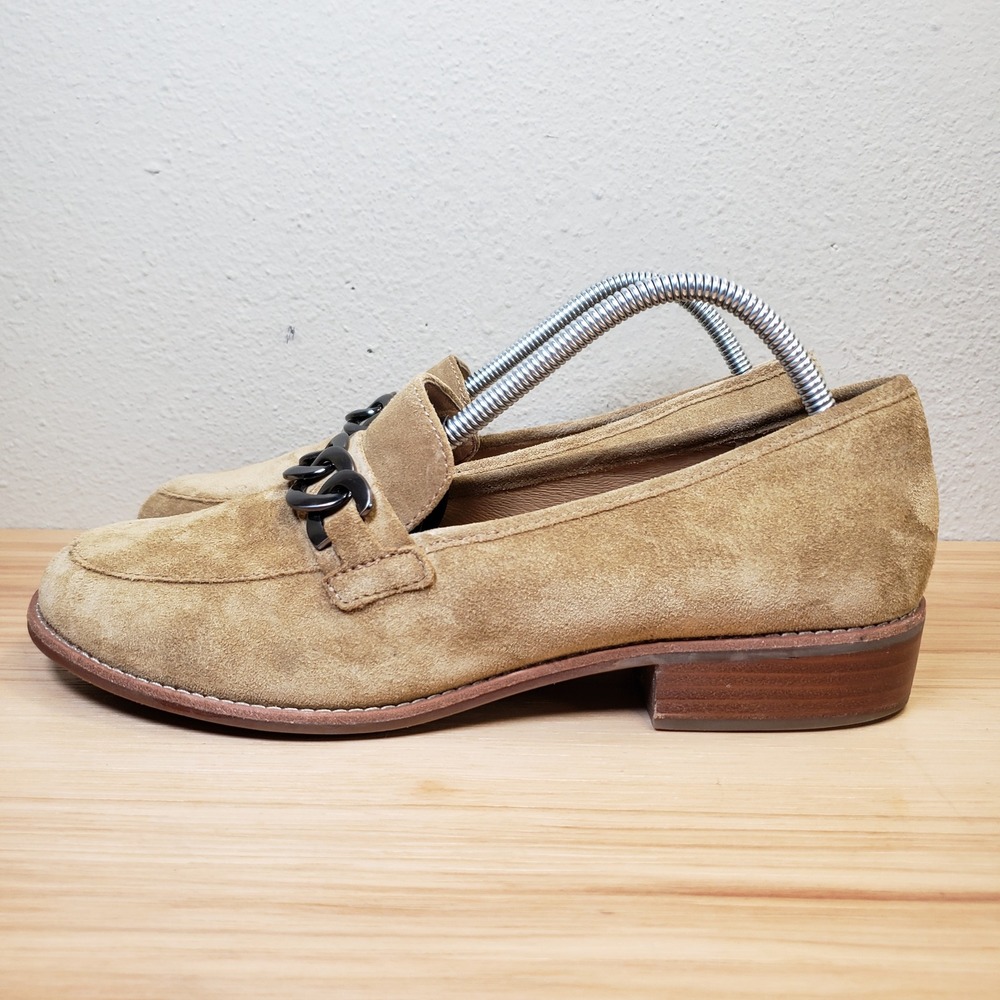 Sofft Nevara Loafers Hazelwood Tan Suede Chunky Chain Accent Old Money Preppy 11